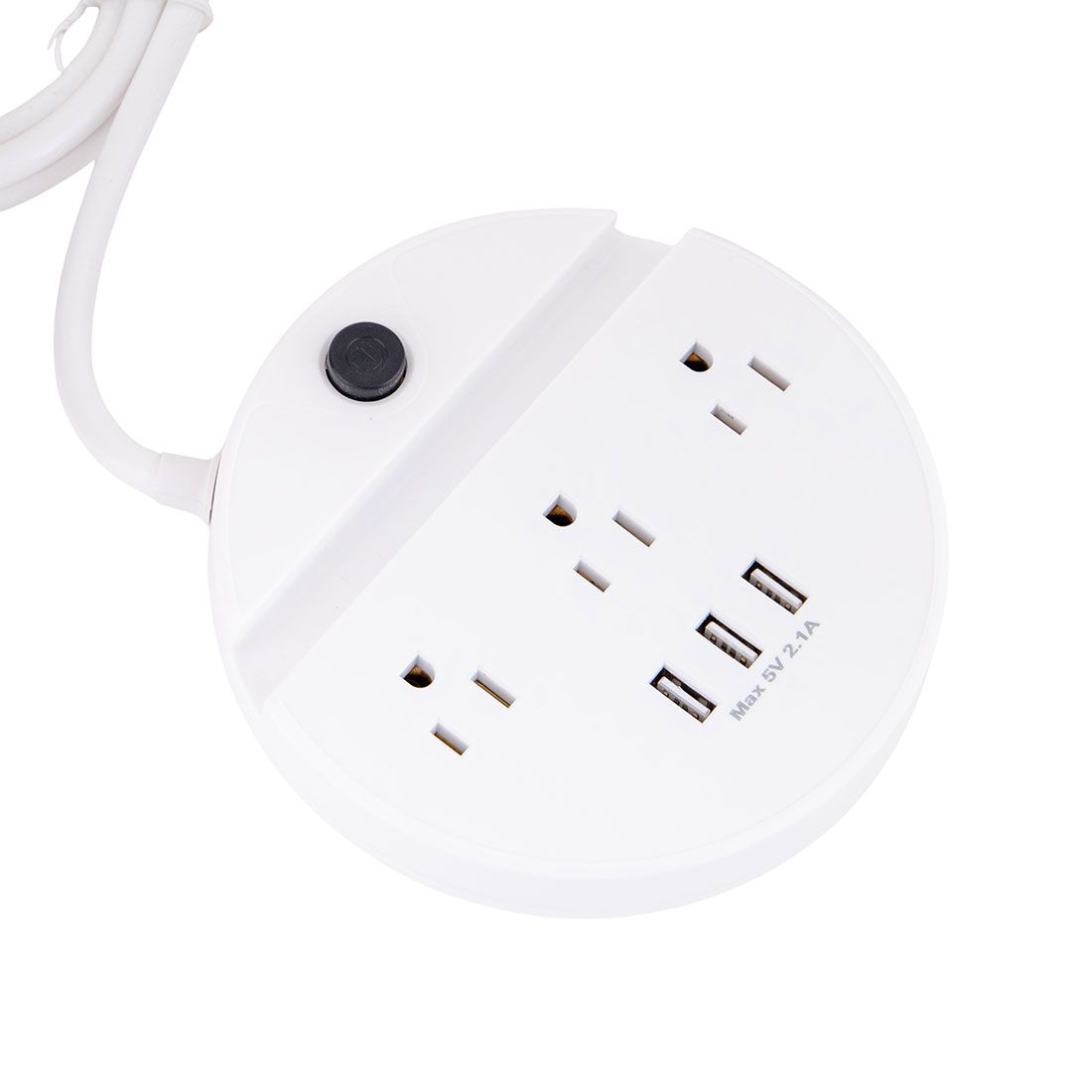Regleta redonda 3 tomas 3USB