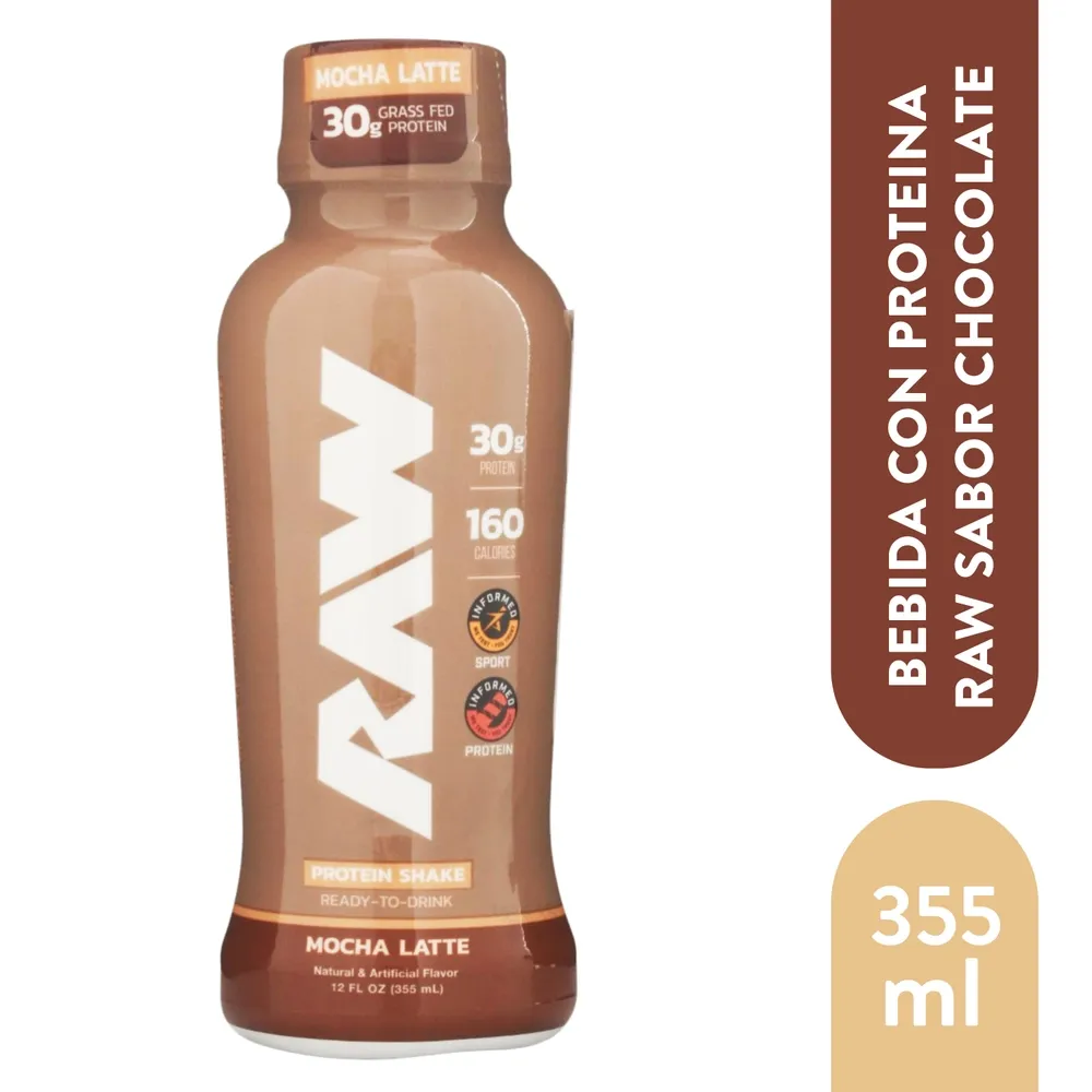 Proteina RAW de Mocha Latte 30g por porcion, RTD - 12 oz