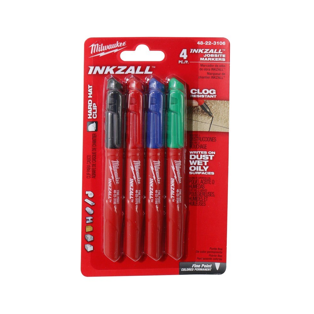 Set de marcadores industrial azul,verde,rojo,negro punta fina