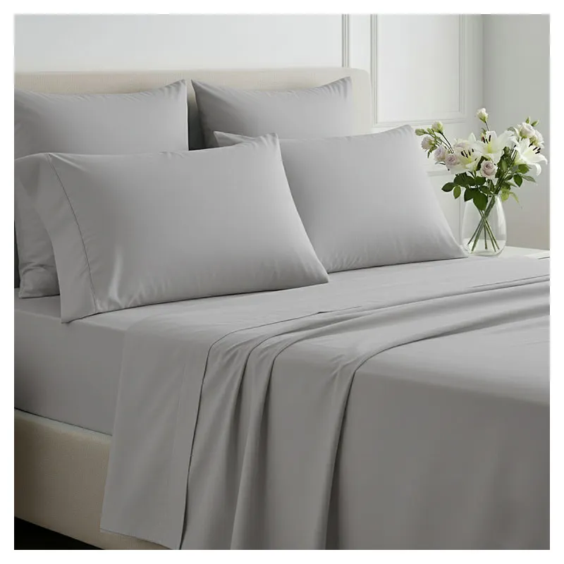 Juego de sábanas matrimonial 100% algodón 4 piezas gris incluye 2 fundas para almohada