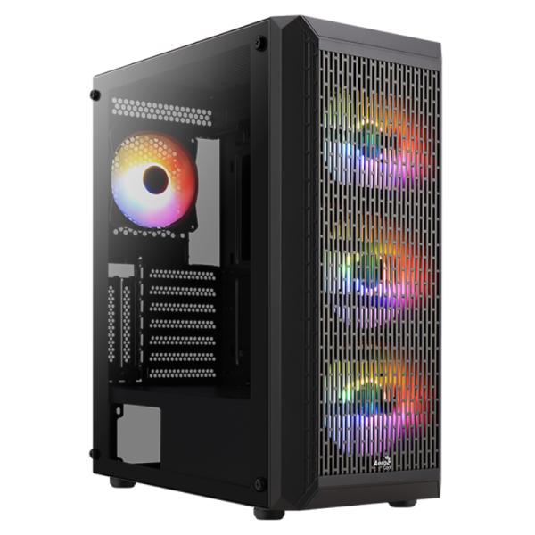 Case Aerocool RGB Mid Tower Beam-G-BK-V2 Ventiladores 4 de 120MM con Vidrio Lateral – Negro