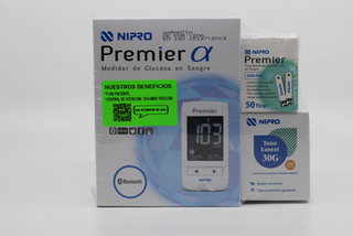 Kit NIPRO Premier, Glucometro, 50 tiras, 100 Lancetas