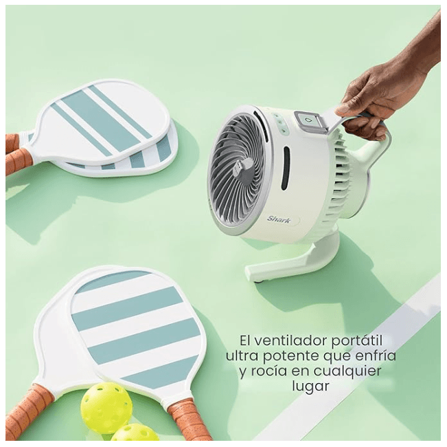 Ventilador Shark FlexBreeze HydroGo—Color GRIS ,con niebla interiores + exteriores. , nebulización evaporativa, FA052