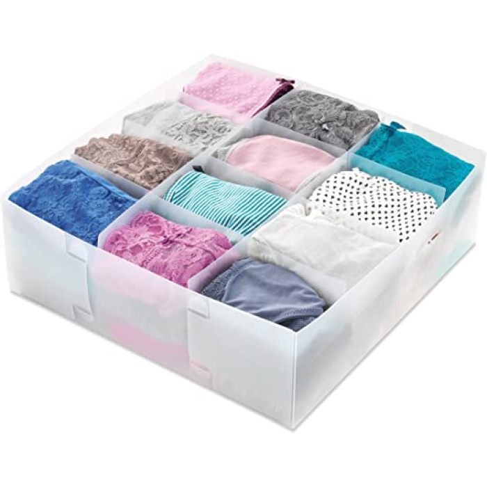 CAJA ORGANIZADORA P/MEDIAS 30X30X10CM 12 SERVICIOS PLASTICO WHITMOR (038861053712)