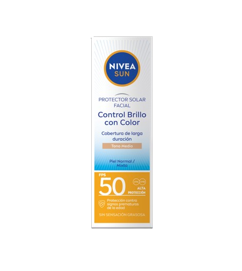 NIVEA SUN Control de Brillo Tono Medio FPS50+ efecto matificante 50ML