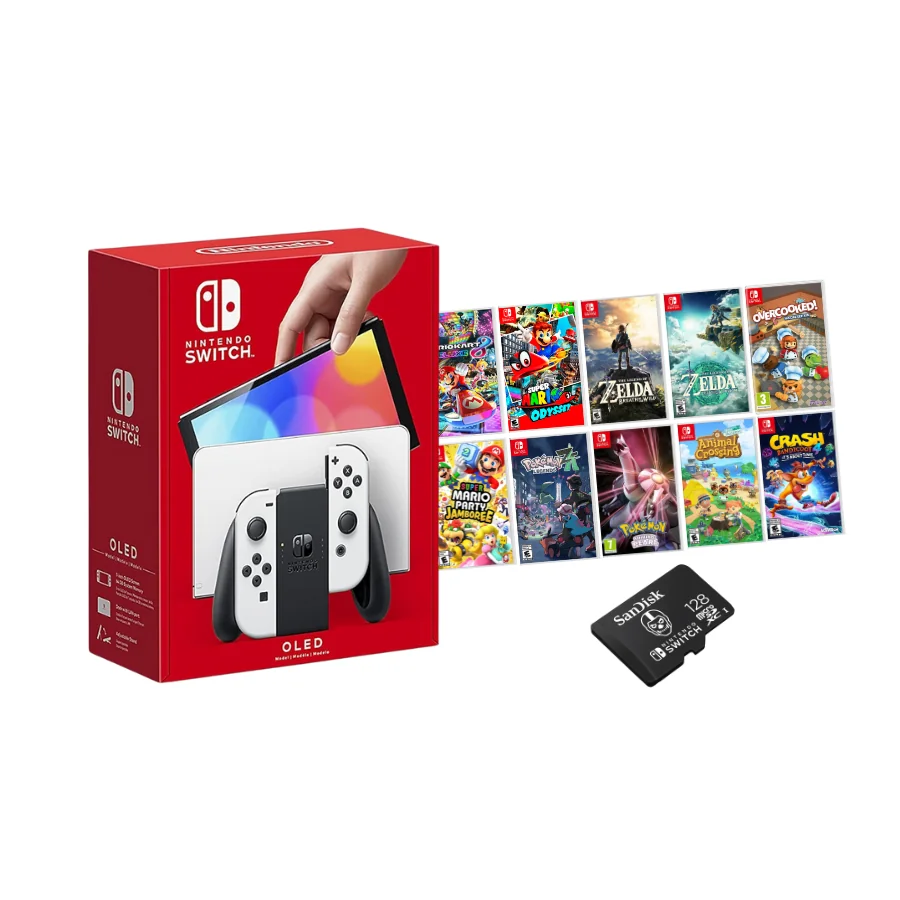 Consola Nintendo Switch OLED con Magia + Memoria SD 15 juegos a elegir