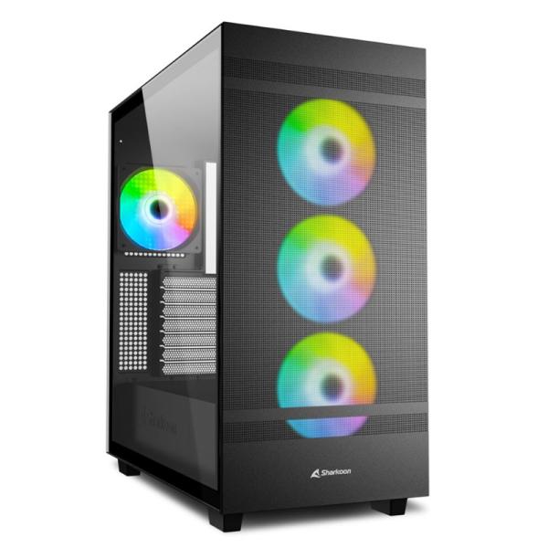 Case Sharkoon Gaming RGB Mid Tower Rebel C50 Ventiladores 4 de 120MM con Vidrio Lateral y Malla Frontal – Negro