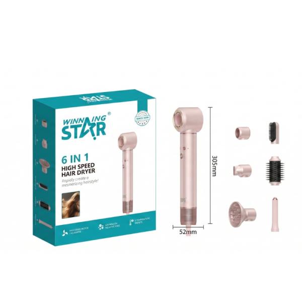 SECADORA DE CABELLO MULTIFUNCIONAL WINNING STAR 6 EN 1 1300W ST-2292 DCF-1716-WST-110V-17590