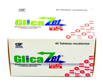 Glicazet 850/5 mg 40 tabletas