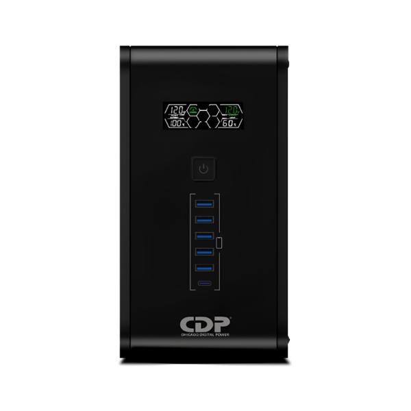 UPS CDP R-SMART1010 1000VA 500W 0X Nema 5-15R, Nema 5-15P, , RJ45, Coaxial 6 Puertos de Carga USB – Negro