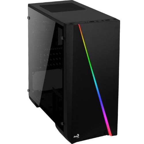 Case Aerocool Gaming RGB Mini Tower Cylon Mini Ventilador 1 de 80MM con Vidrio Lateral – Negro
