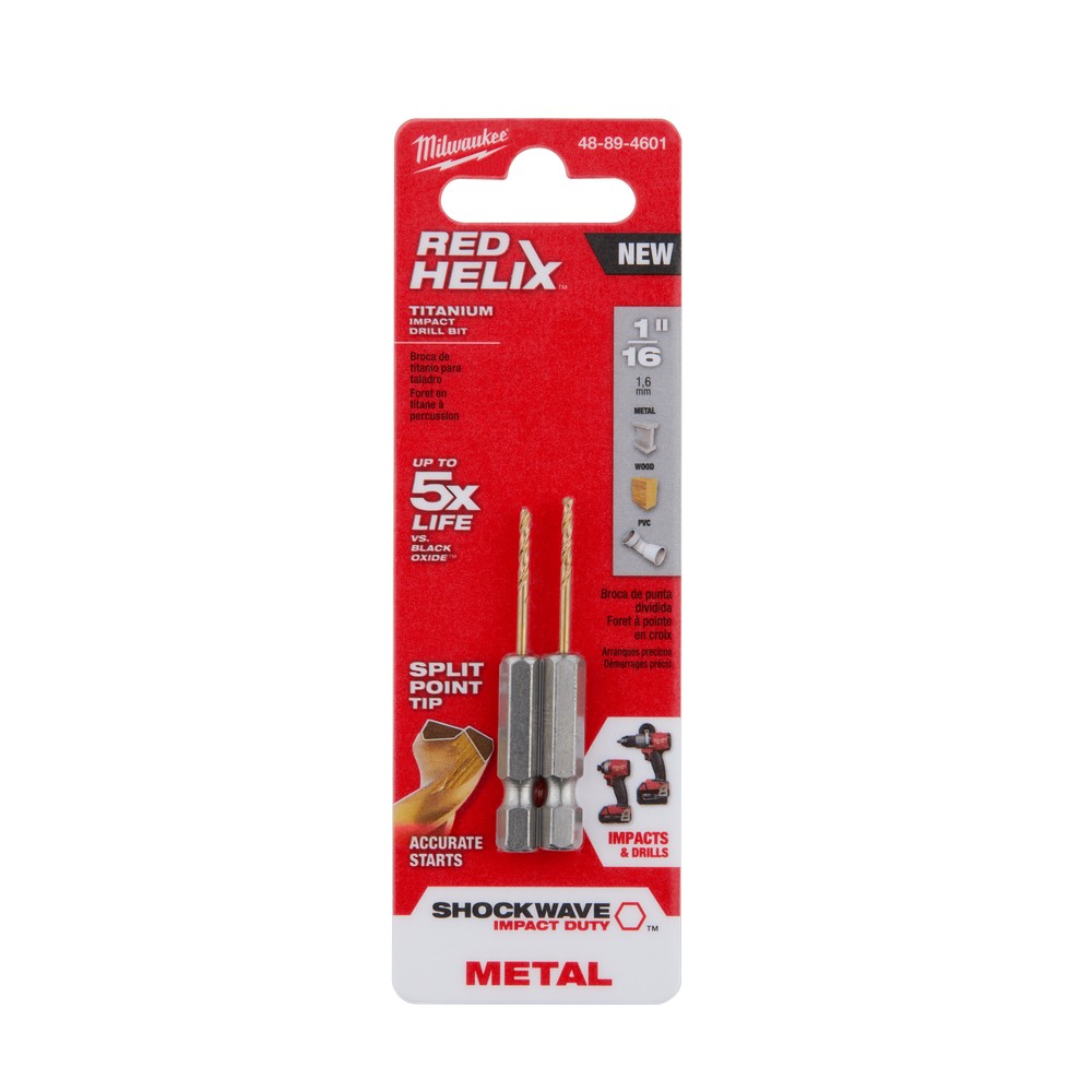 Set de brocas de titanio 1-16 pulg espiga hex 1-4 pulg 2 pzas