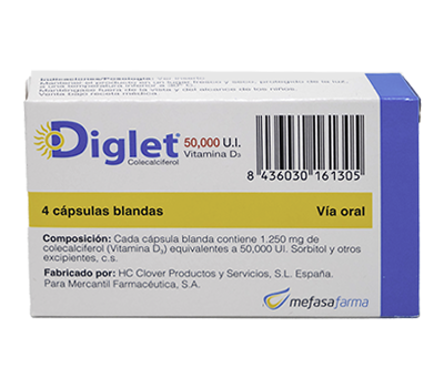 DIGLET CÁPSULAS BLANDAS 50000 UI X 4 UNIDADES
