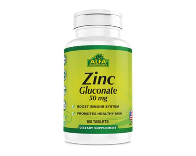 Alfa, Zinc Gluconate, 25 mg, 100 tabletas