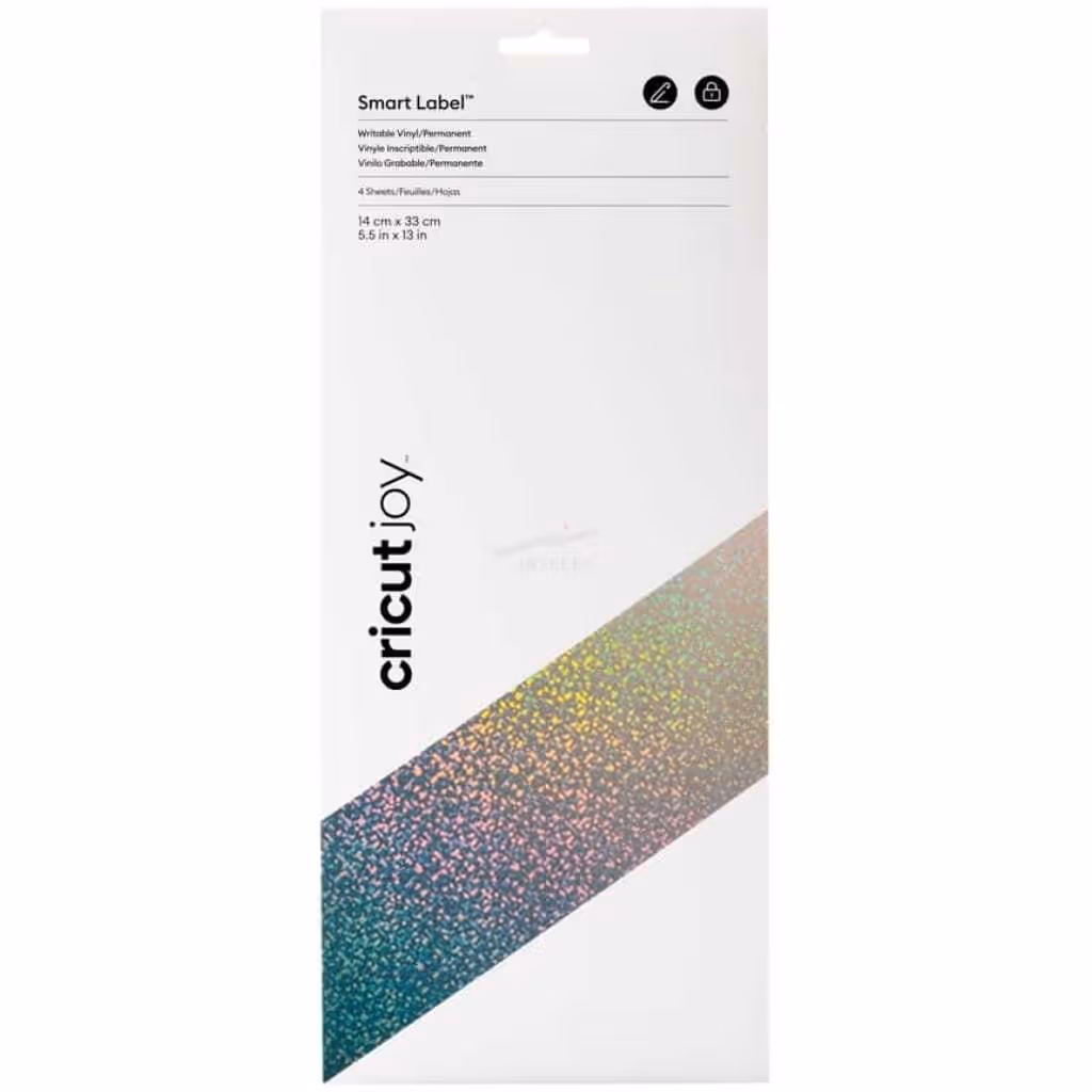 CRICUT VINIL SMART HOJA ETIQUETA GRABABLE – PLATEADO HOLOGRAFICO – 4 HOJAS – PERMANENTE