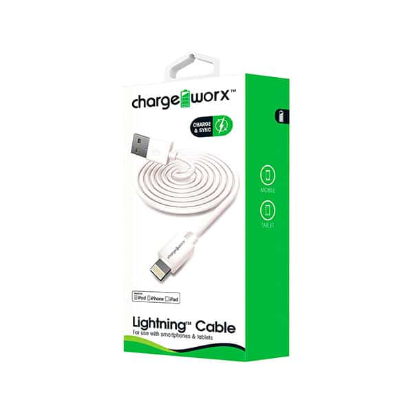 ChargeWorx Cable USB-A a Lightning 0.9m blanco