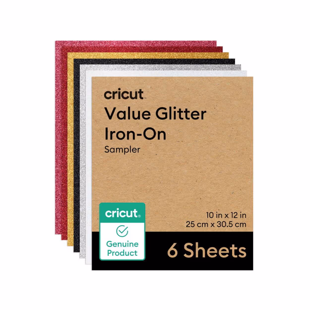 CRICUT HOJA VALUE GLITTER IRON-ON – PARTY SAMPLER – 6 HOJAS
