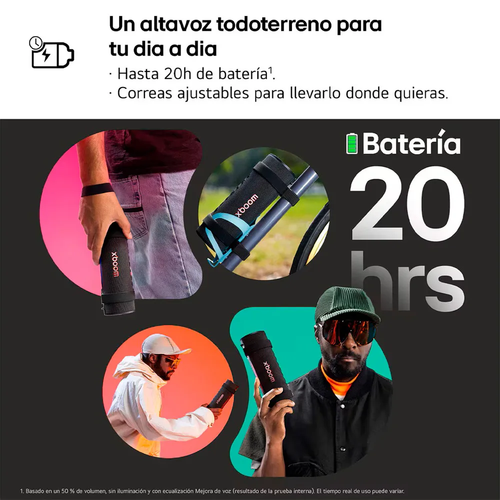 Bocina inalámbrica LG Xboom Grab 30W con certificación militar IP67
