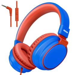 Wired Kids Headphones for School with Cord Mic,Safe Volume Limi