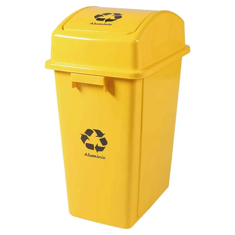 Basurero reciclaje aluminio con tapa vaivén 42 litros Uchosa