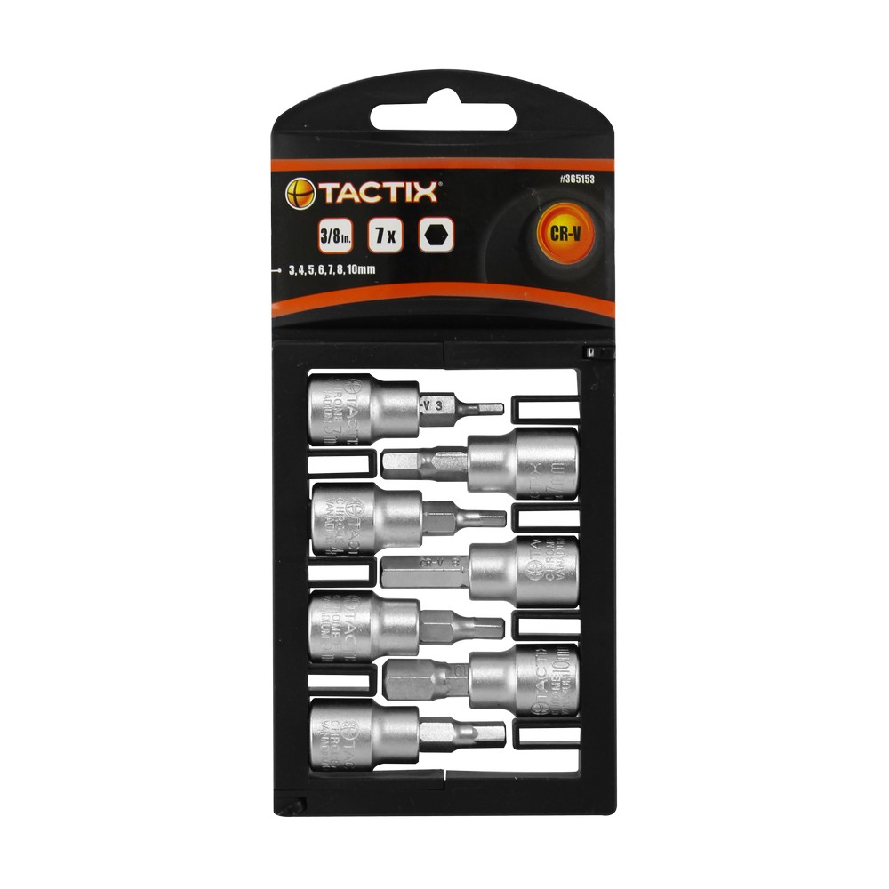 Juego de cubos mm mando 3-8 pulg punta hexagonal 7 unidades