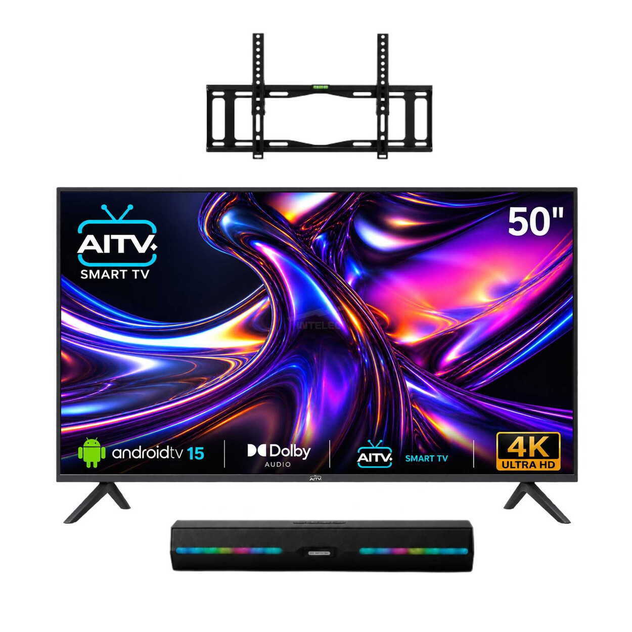 COMBO PANTALLA 50″ LED AITV VISIONX 4K SMART 2026