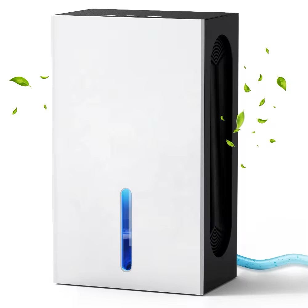 Deshumidificador Eléctrico con tanque de 2.4L y manguera de desagüe, capacidad de absorción de 1.1L/dia, con Luz Nocturna y Doble Modo (nocturna y potente),para espacios de hasta 35m2 (34x20x13)