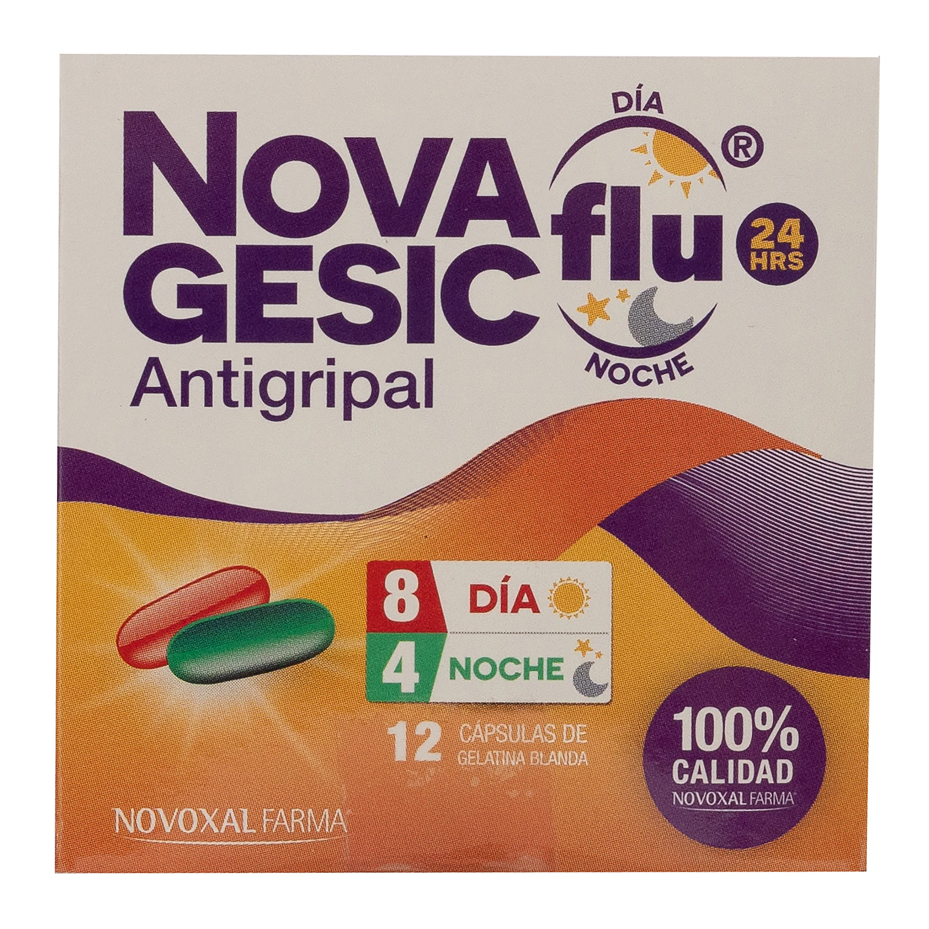 Novagesic Flu Dual, Antigripal Noche / Día, Caja 12 Cápsulas