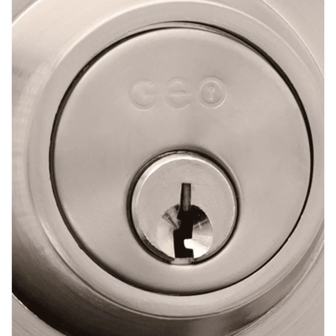 Cerradura London cilindro sencillo GEO níquel satinado (3 llaves incluidas)
