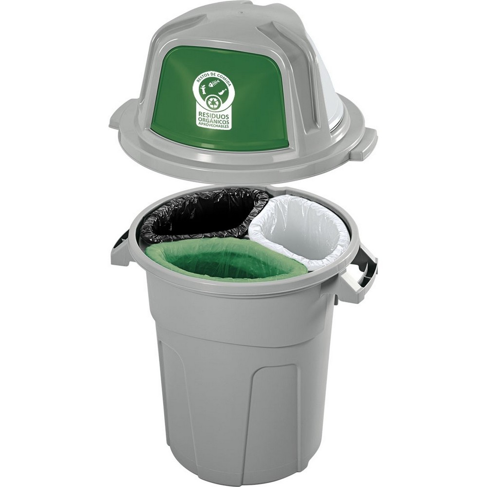 Basurero plastico para manejo de residuos 100 l con 3 compartimentos