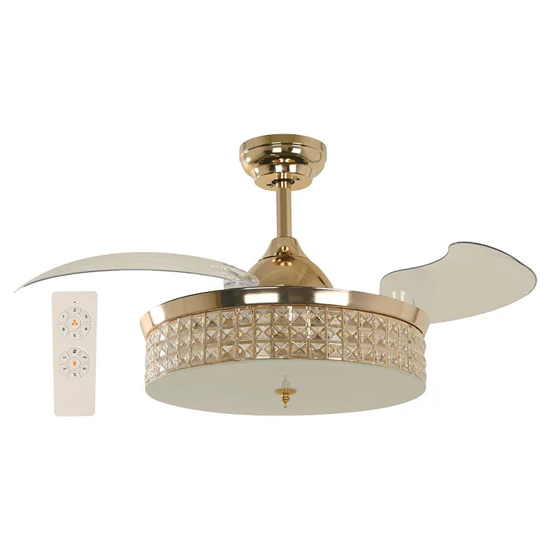 Ventilador techo inteligente dorado vidrio 42" 3 aspas plegables dorado Designers Lighting