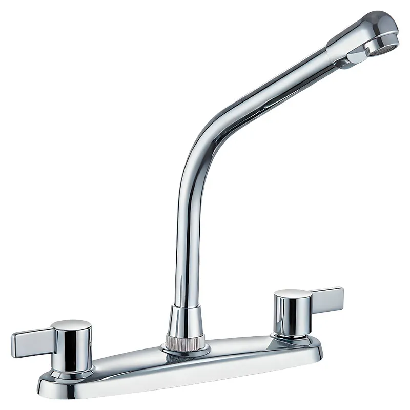 Mezclador para cocina 8" cuello l alto plata cromado con manilla palanca
