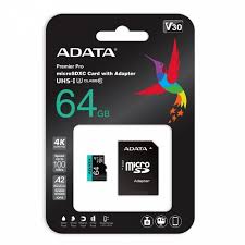 MEMORIA MICRO SD 64GB ADATA 4K V30 (AUSDX64GUI3V30SA2-RA1)