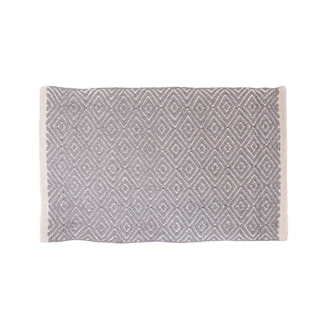 Alfombra baño tejida gris poliéster y algodón 40x60cm