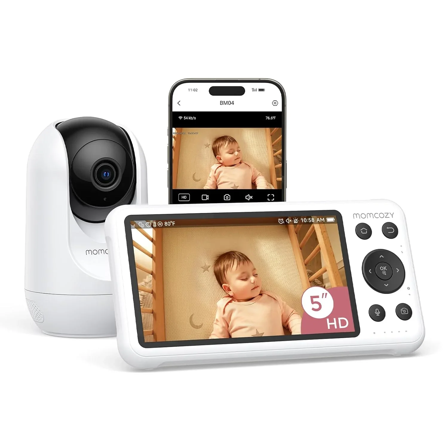 Monitor Momcozy BM03 de 5″ Full HD con Cámara 1080P, app móvil