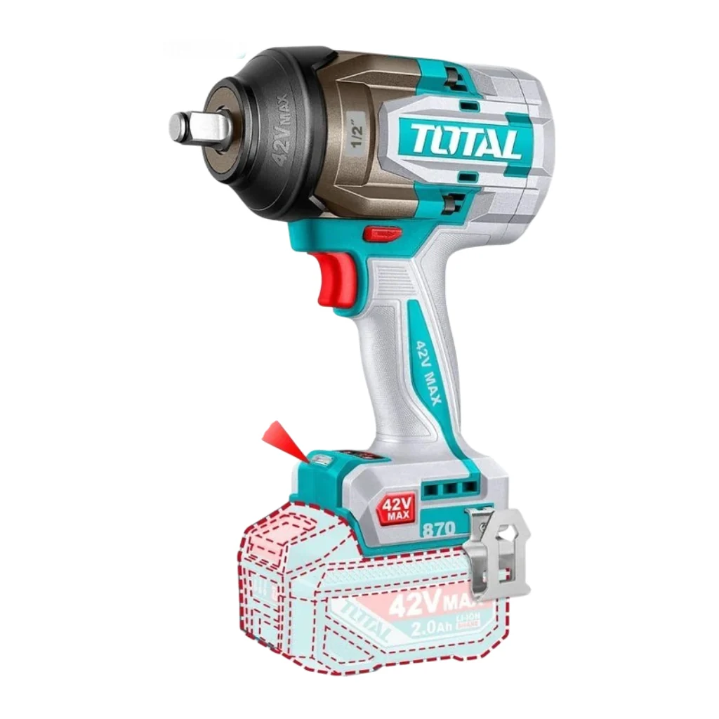 Total Set Pistola de Impacto Inalámbrica 1/2" 42V con Batería, UTIWLI42862