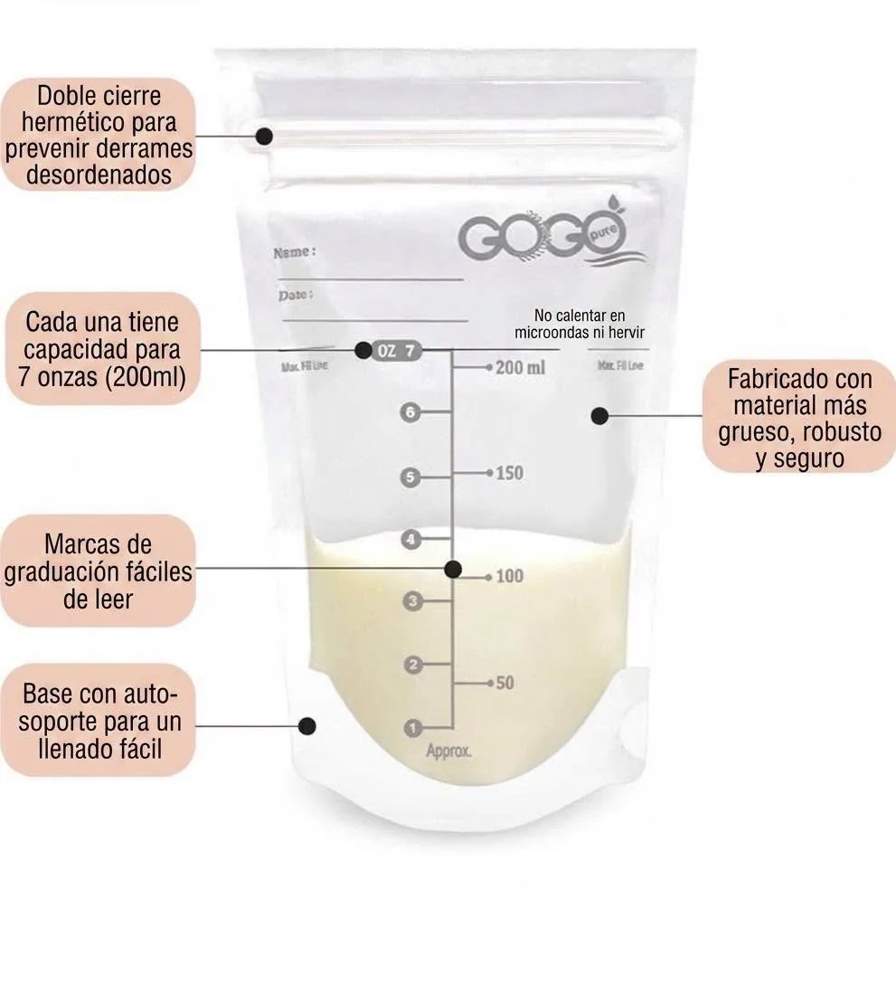 Bolsas Gogo Pure Para almacenar leche materna 60 unidades