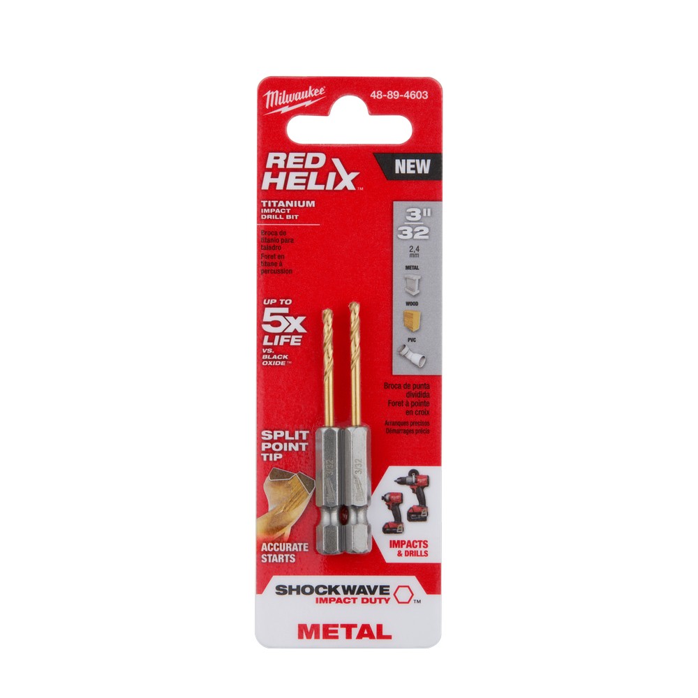Set de brocas de titanio 3-32 pulg espiga hex 1-4 pulg 2 pzas