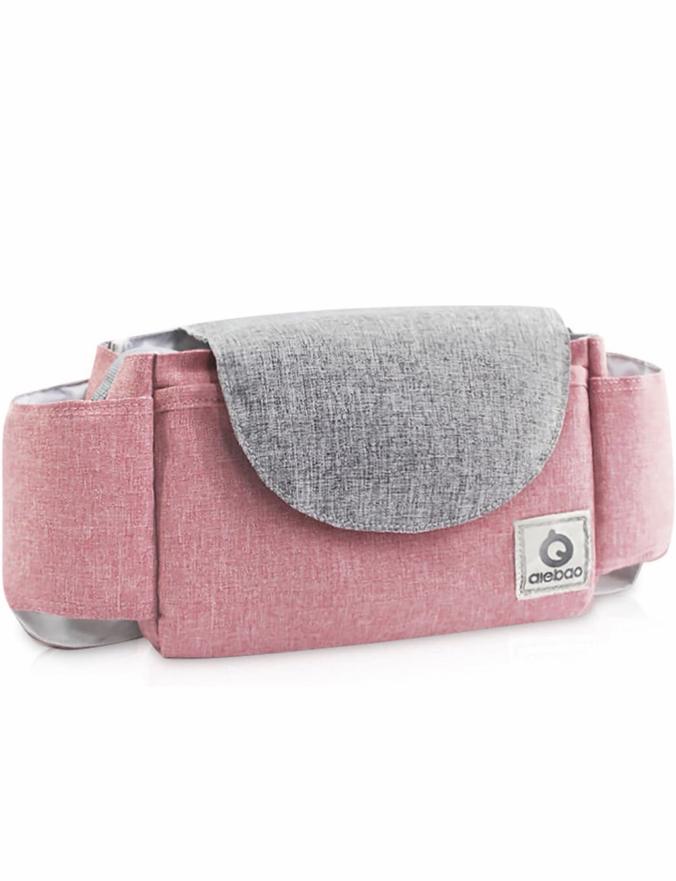 Bolsa Organizadora para Cochecito de Bebé con Portavasos – Organizador Universal para Carriola, Compartimentos Amplios y Correa Reforzada, Uso como Bolso de Mano (Rosa)