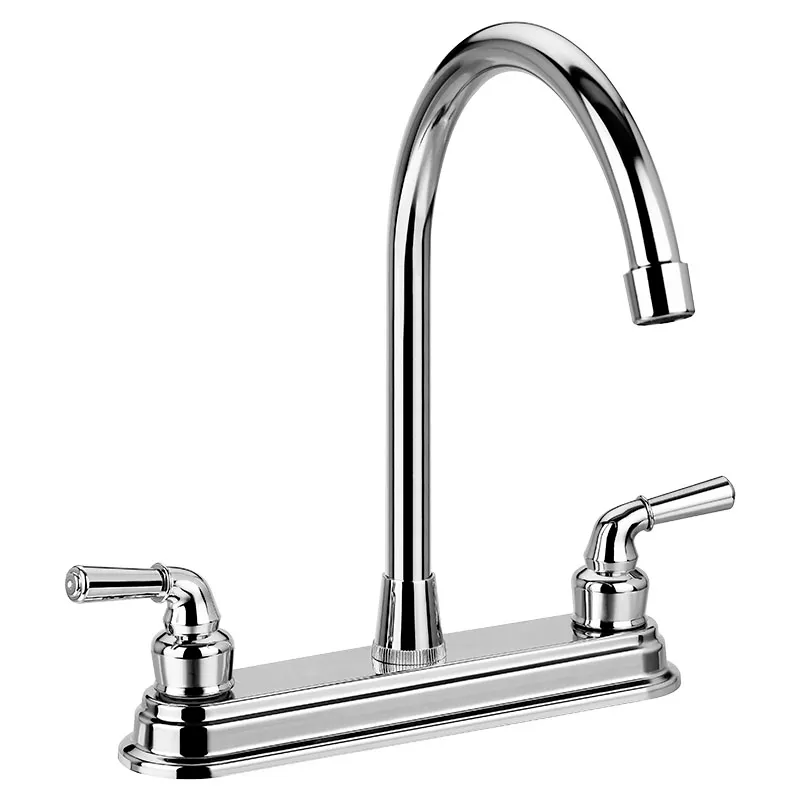 Mezclador para cocina 8" cuello cisne alto plata cromado con manilla palanca Aqua Nuova