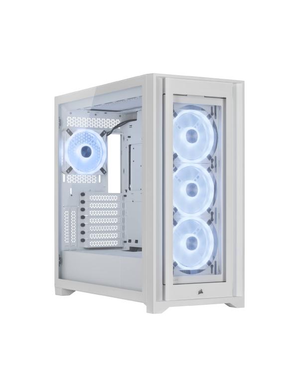Case Corsair Gaming RGB Mid Tower Icue 5000X QL Edition 4 Ventiladores con Vidrio Lateral y Frontal – Blanco