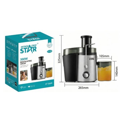 Extractor de Jugo Eléctrico Winning Star ST-2089 300W 1.5L Plata con Negro
