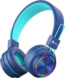 iClever BTH03 Kids Bluetooth Headphones, Colorful LED Lights, 3