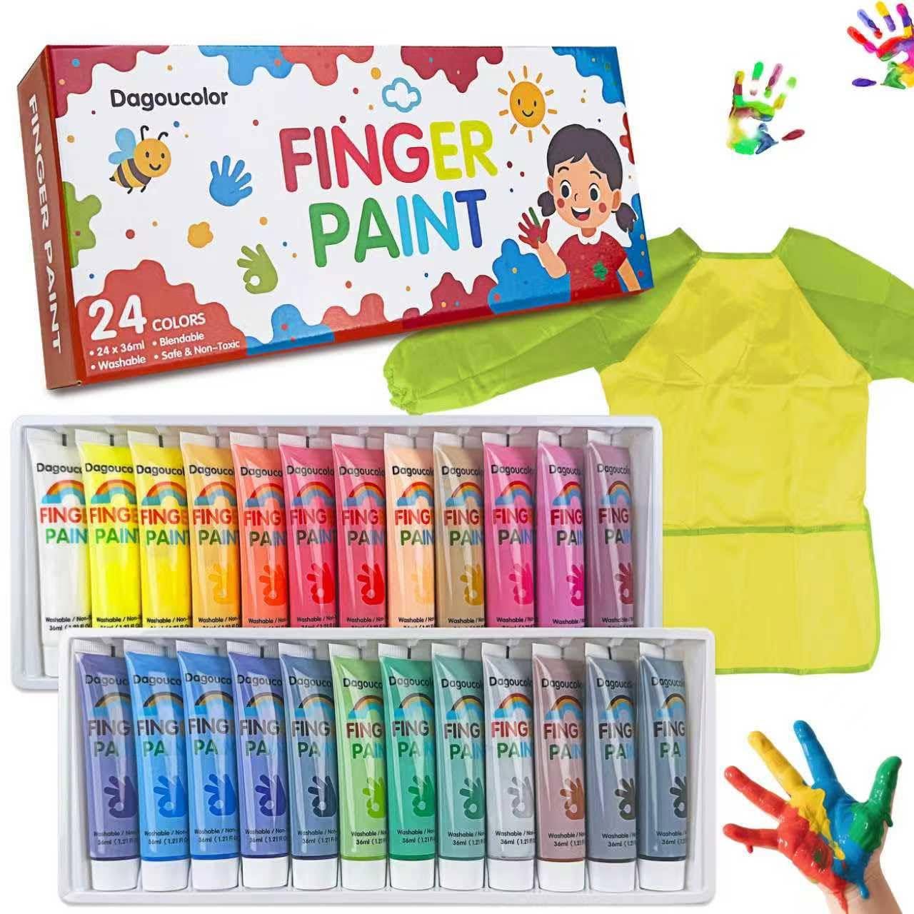 Set de 24 pinturas para dedos, lavables y no tóxicas