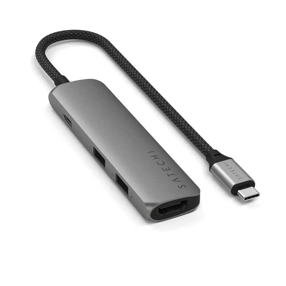 Adaptador Multipuerto Satechi Slim 4 en 1 USB-C - Gris Espacial