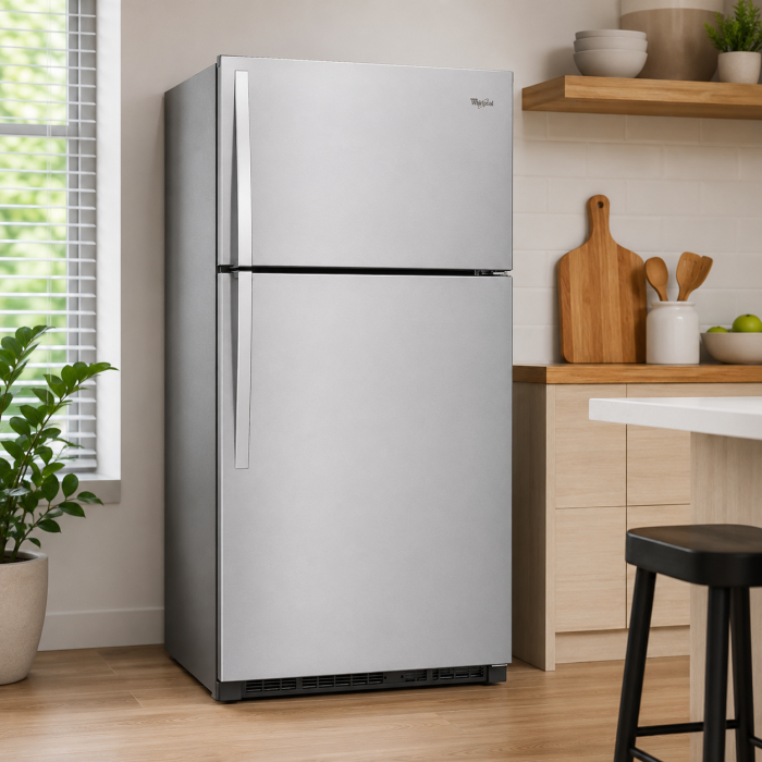 REFRIGERADORA TOP MOUNT 22CF NO FROST INOXIDABE WHIRLPOOL