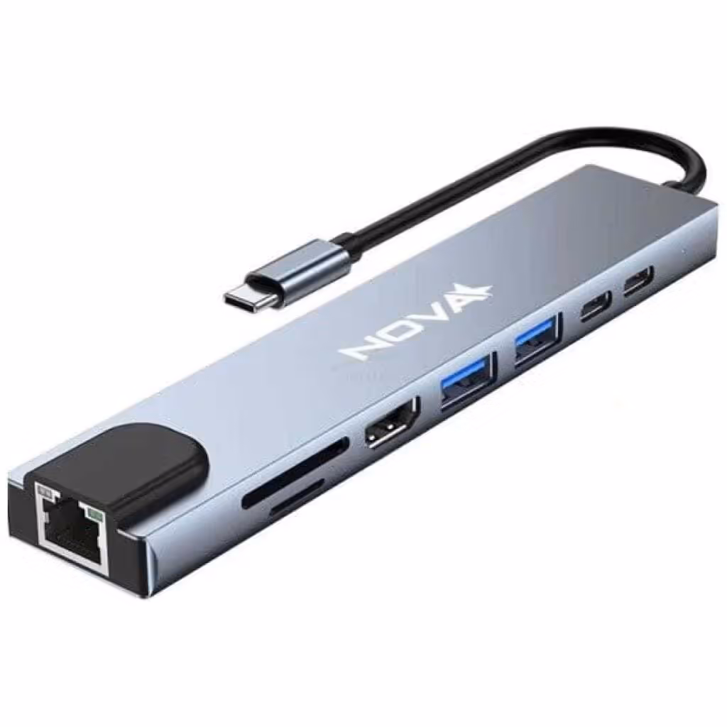 HUB USB NOVA USB-C A 2xUSB 3.0 – 2xUSBC – RJ45 – TF – MICROSD – HDMI