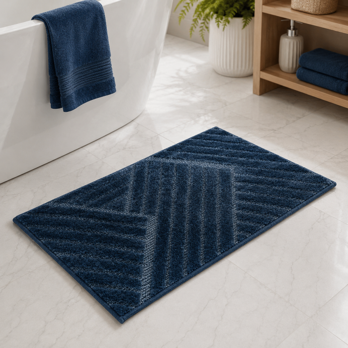 ALFOMBRA BAÑO 50X80CM AZUL EMMEVI