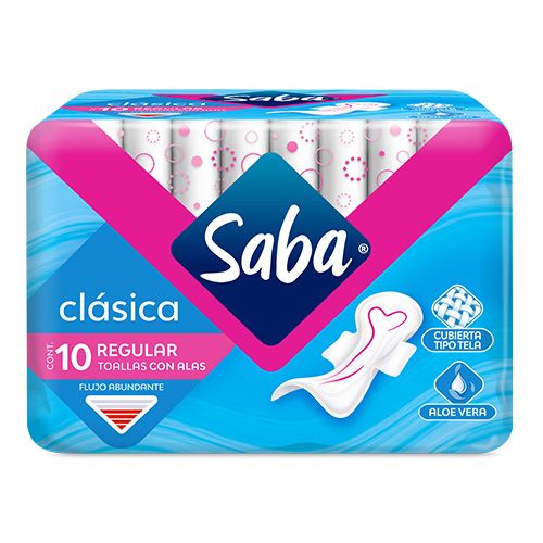 SABA TOALLA FEMENINA ECONOMICA C/ALAS X 10 UNDS (6265)