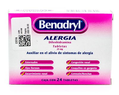 Benadryl 25 mg 12 tabletas